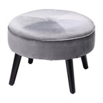 Livingandhome Round Velvet Upholstered Footstool with Wooden Legs, ZH0857