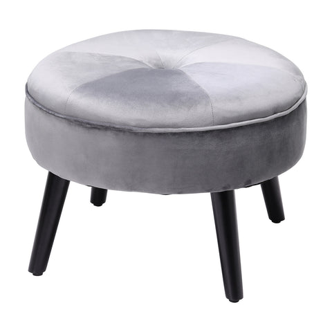 Livingandhome Round Velvet Upholstered Footstool with Wooden Legs, ZH0857