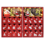 Livingandhome Red Wooden Advent Calendar Book 24 Days to Christmas, WZ0010