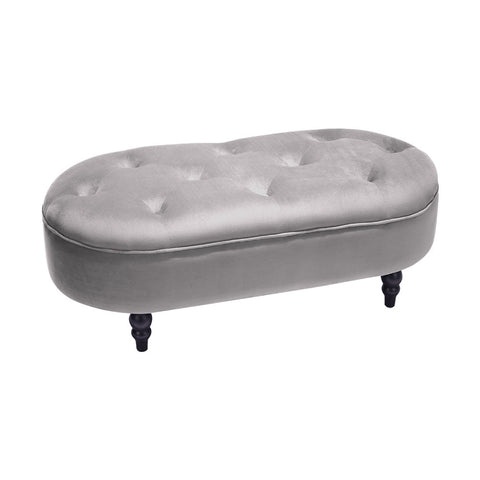 Livingandhome Oval Lint Footstool Ottoman with Wooden Gourd-shape Legs, ZH0845