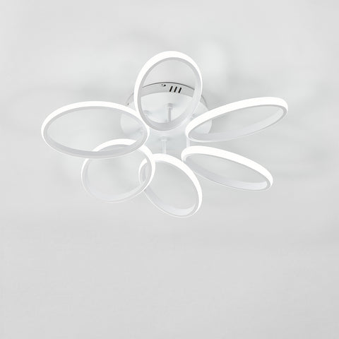 Modern 6-Light Large Floral LED Flush Mount Lighting in White Light, LG0959