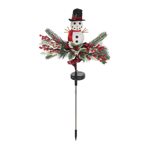 Livingandhome Multi-color Snowman Landscape Garden Stake LED Solar Lights, WZ0019