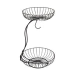 Livingandhome 2 Tier Metal Fruit Basket Fruit Bowl with Banana Hanger, WZ0060