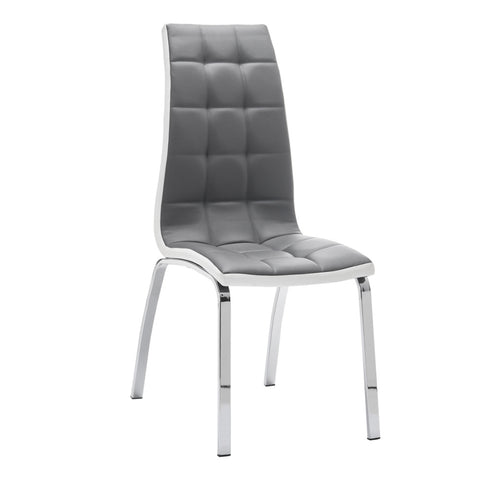 Livingandhome Grey Faux Leather Dining Chair with Metal Legs, FA0315