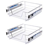 Livingandhome 2 Pcs Metal Sliding Kitchen Cabinet Pull Out Wire Basket Organizer, LG0159