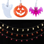Set of 3 Pumpkin Bat Ghost Halloween LED Lights with 2 Modes Holiday Decor, SW0314