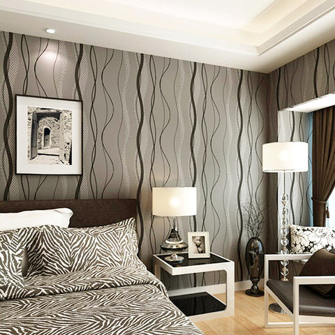 Contemporary Geometric Curving Linear Wallpaper, HF0214