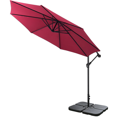 Outdoor Large 3M Cantilever Parasol with Cross and Square Base, LG0435LG0441LG0533