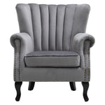 Livingandhome Velvet Channel Occasional Armchair Sofa Chair, JM2159 (JM0896, JM0897, JM0898)