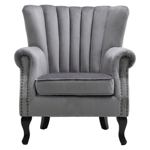 Livingandhome Velvet Channel Occasional Armchair Sofa Chair, JM2159 (JM0896, JM0897, JM0898)
