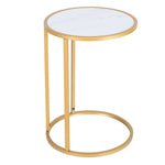 Round Wooden Coffee Table Sofa Side Table with Metal Frame, FI0203
