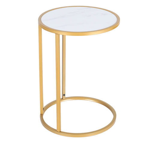 Round Wooden Coffee Table Sofa Side Table with Metal Frame, FI0203