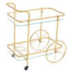 Livingandhome 2-Tiers Novel Wine Serving Trolley with Metal Frame and Tempered Glass, ZH0985