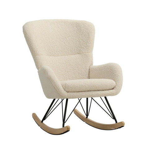 Sherpa Fleece Rocking Chair with Removable Cushion, JM2094