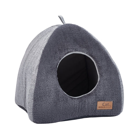 Livingandhome Triangular Dog Cat House with Soft Plush, WF0062