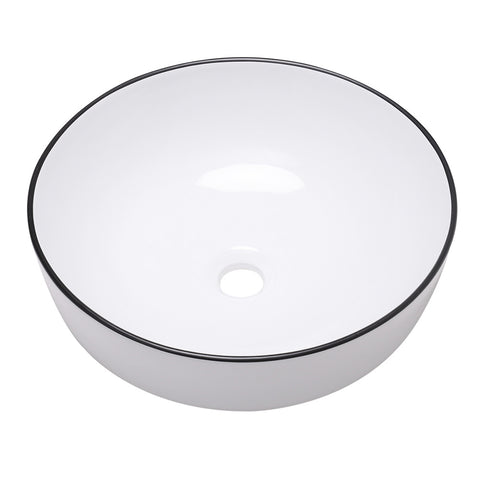 Livingandhome Round Ceramic Countertop Basin Wash Sink with Drain, DM0449