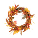 Livingandhome Large Autumn Golden Sorghum Door Wreath with LED Lights, SP2893