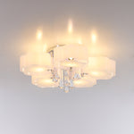 5-Light Floral Crystal LED Ceiling Light Fixture with Remote, LG0685
