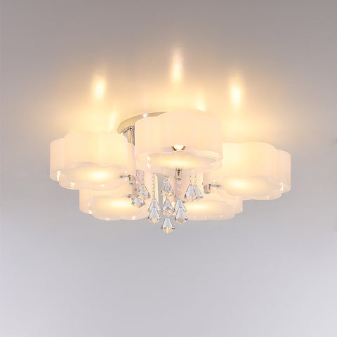 5-Light Floral Crystal LED Ceiling Light Fixture with Remote, LG0685