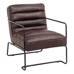 Livingandhome Mid-Century PU leather Linen Armchair with Metal Base, JM2118