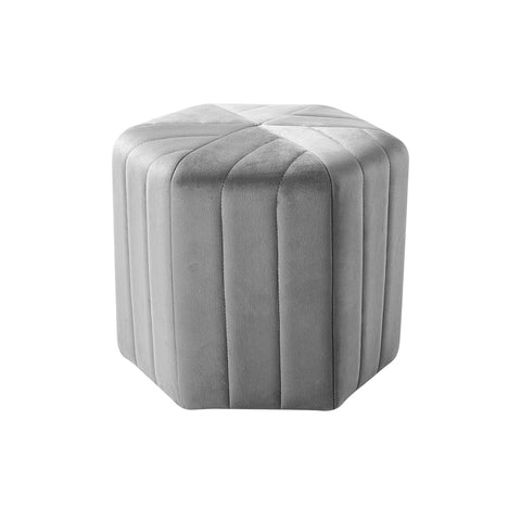 Livingandhome Minimal Hexagonal Velvet Footstool Ottoman with Stripes, ZH0931