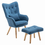 Livingandhome Frosted Velvet Upholstered Armchair with Footstool and Cushion, JM1531