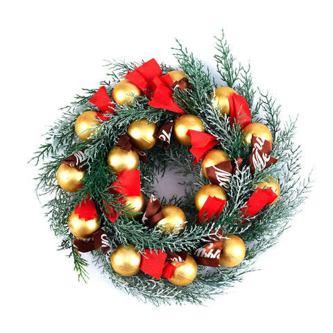 Livingandhome Large Christmas Wreath with Mixed Holiday Accents Bows with Hanger, CD0462