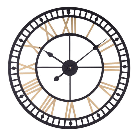Livingandhome Large Metal Decorative Modern Wall Clock with Roman Numerals, SP2437