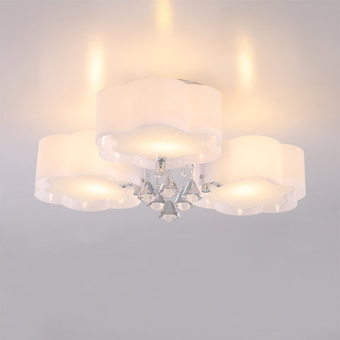3-Light Floral Crystal LED Ceiling Light Fixture with Remote, LG0684