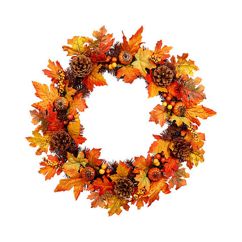 Livingandhome Artificial Maple Leaf Wreath Outdoor Decoration for Halloween, SP1784