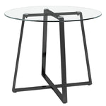 Livingandhome Modern Round Dining Table with Tempered Glass Top, ZH1163