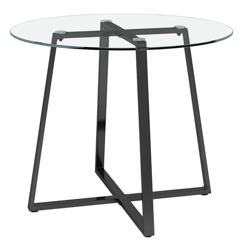 Livingandhome Modern Round Dining Table with Tempered Glass Top, ZH1163