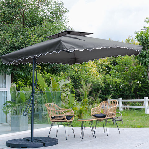 Double Top Garden Cantilever Parasol with 4-Piece Base, LG0814LG0884