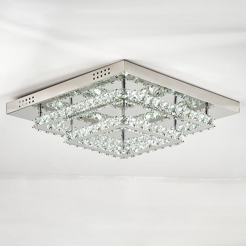 Livingandhome Square Large-size Glamourous Crystal LED Ceiling Light, LG0748
