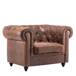 Livingandhome Mid-Century Leather Accent Wingback Chesterfield Armchair, JM1131