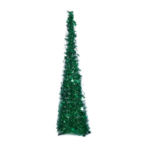 Livingandhome Collapsible 1.2M Pop Up Tinsel Christmas Tree with Base, CD0464