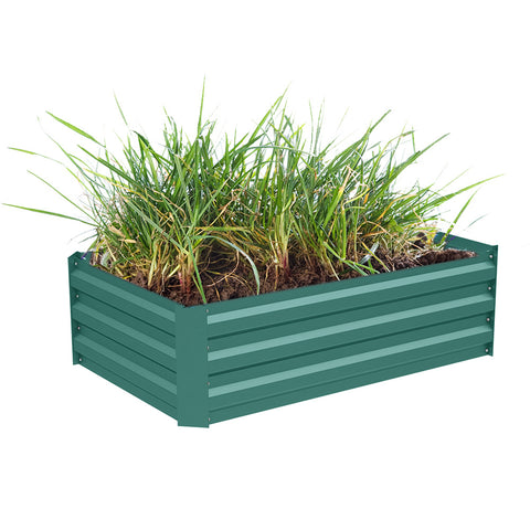 Livingandhome Galvanized Steel Rectangular Raised Garden Bed Planter Box, PM1169