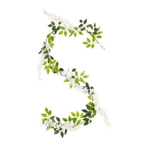 Livingandhome 190cm Hanging Artificial Wisteria Garland Fake Silk Flowers Greenery Vine, SW0456