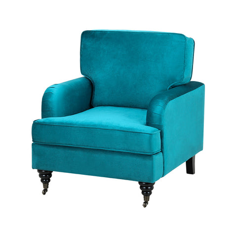 Livingandhome Modern Accent Chair with Arms and Wooden Legs, Comfy Upholstered Armchair for Living Room, Bedroom, JM2152