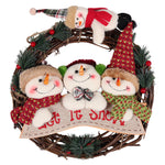 Livingandhome 29cm Christmas Handcraft Wicker Wreath with Xmas Snowman Dolls, CD0386