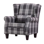 Livingandhome Tartan Tub Chair with Wood Legs and Cushion, JM1331