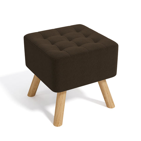 Livingandhome Linen Fabric Padded Wooden Leg Footstool, ZH1065