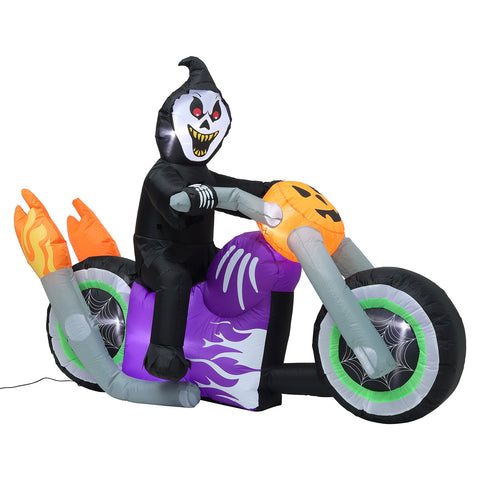 Livingandhome 180cm Long Halloween Inflatable Ghost Riding on Motorbike Lighted Blowup Party Decoration, SP2975