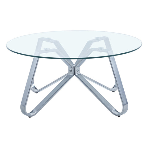 Livingandhome Round Coffee Table Modern Sofa Side Table with Glass Top, ZH1153ZH1154