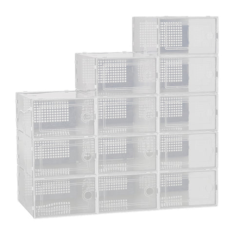 Livingandhome 12x Stackable Shoe Storage Box Organiser White, SW0497