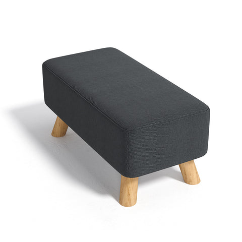 Livingandhome Rectangular Tofu-shaped Footrest with Solid Wooden Legs, ZH1144