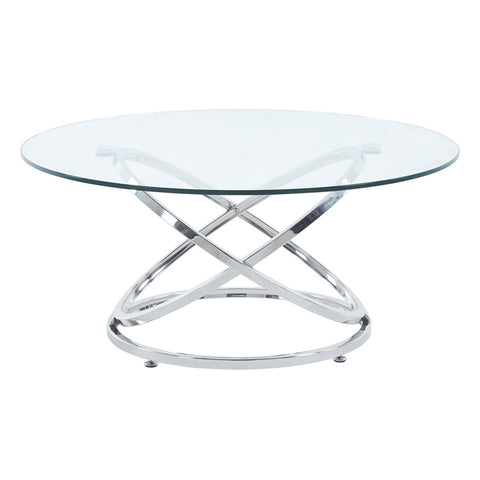 Livingandhome Tempered Glass Top Round Coffee Table for Living Room, ZH1000