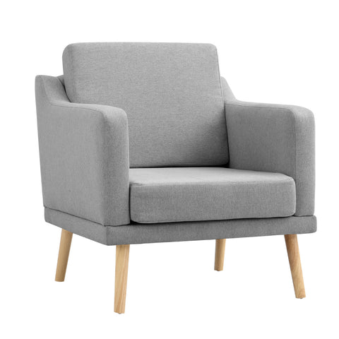 Livingandhome Linen Upholstered Padded Armchair for Home and Office, ZH1159