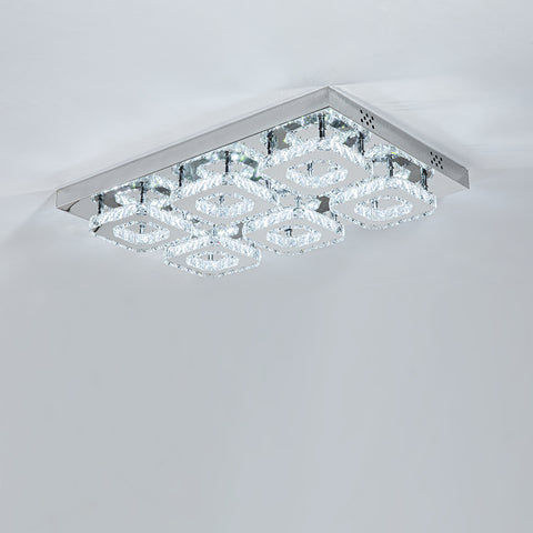 Rectangular Crystal LED Ceiling Light with Chrome Canopy, LG0965
