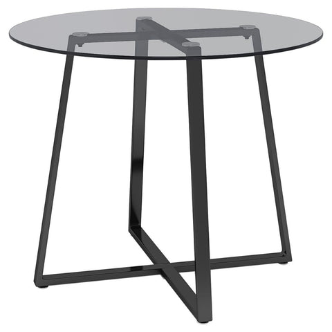 Livingandhome Modern Round Dining Table with Tempered Glass Top, ZH1164
